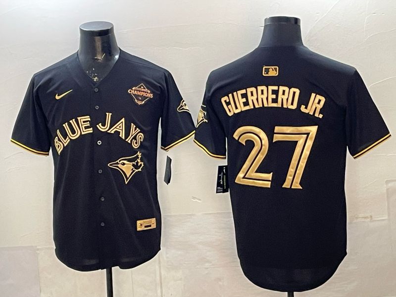 Men Toronto Blue Jays #27 Guerrero jr Black Gold 2026 Nike Game MLB Jersey 002